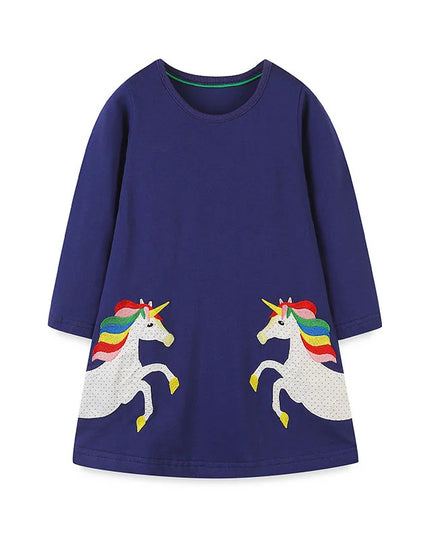 Blaues Einhorn Langes Kleid