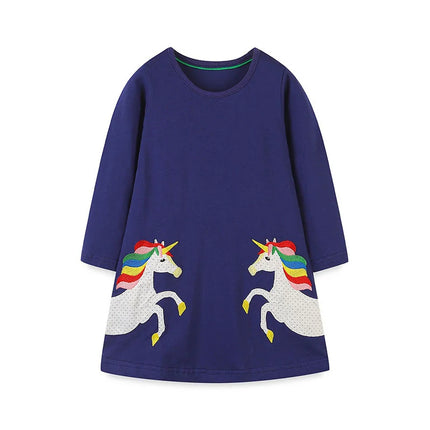 Blaues Einhorn Langes Kleid