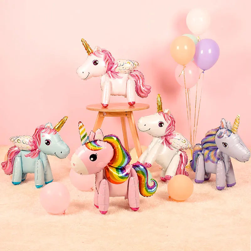 3D Regenbogen Einhorn Kuscheltier Ballon für eine fröhliche Geburtstagsparty und Baby Shower