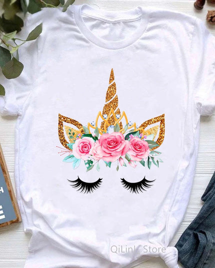 Dein Einhorn T-Shirt mit Blumen-Magie