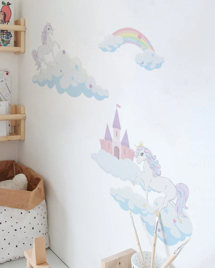 Dein süßes Einhorn Wandtattoo mit Schloss &