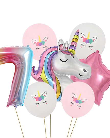 Dein Einhorn Kuscheltier Zahlen-Ballon-Set