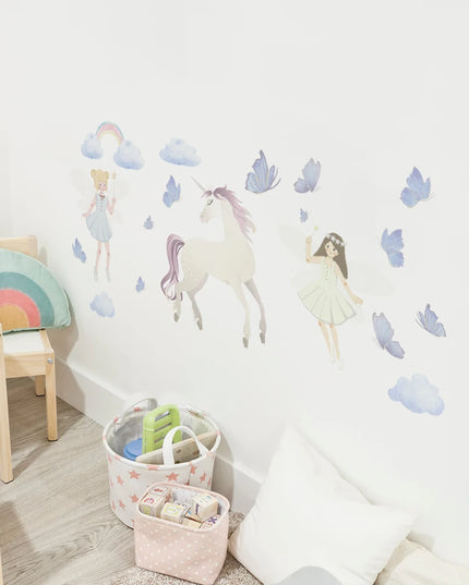 Dein süßes Einhorn Wandtattoo mit Schloss &