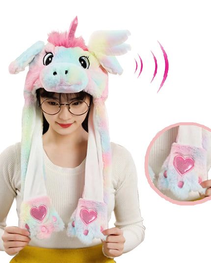 Einhorn Plüschtier Hut mit Beweglichen Ohren