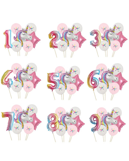 Dein Einhorn Kuscheltier Zahlen-Ballon-Set