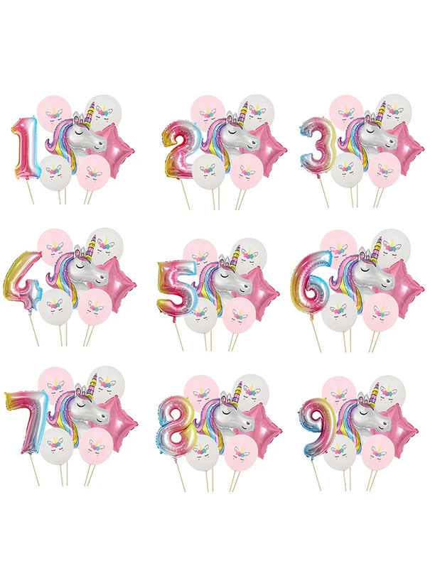 Dein Einhorn Kuscheltier Zahlen-Ballon-Set