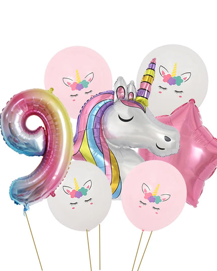 Dein Einhorn Kuscheltier Zahlen-Ballon-Set