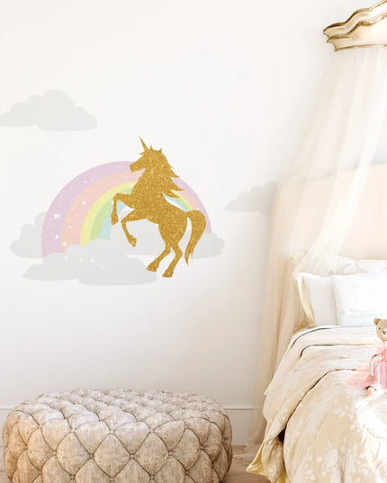 Dein süßes Einhorn Wandtattoo mit Schloss &