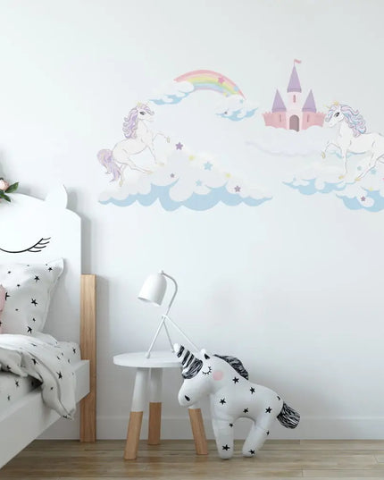 Dein süßes Einhorn Wandtattoo mit Schloss &
