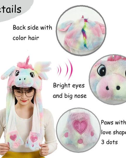 Einhorn Plüschtier Hut mit Beweglichen Ohren
