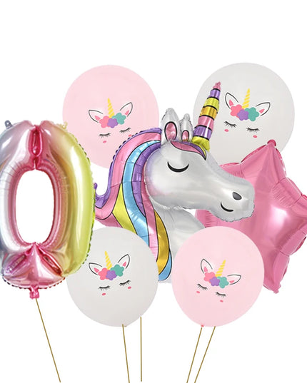 Dein Einhorn Kuscheltier Zahlen-Ballon-Set