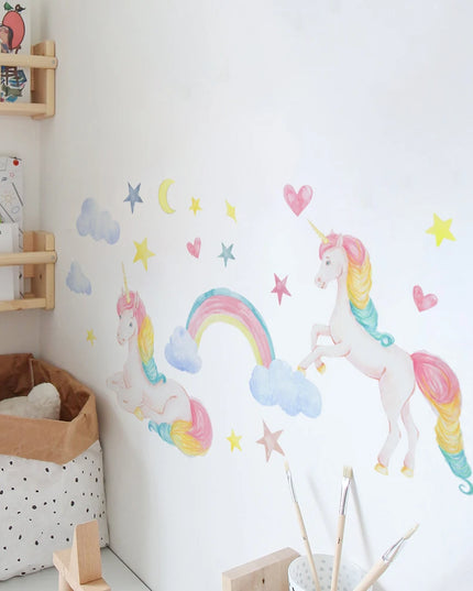 Dein süßes Einhorn Wandtattoo mit Schloss &