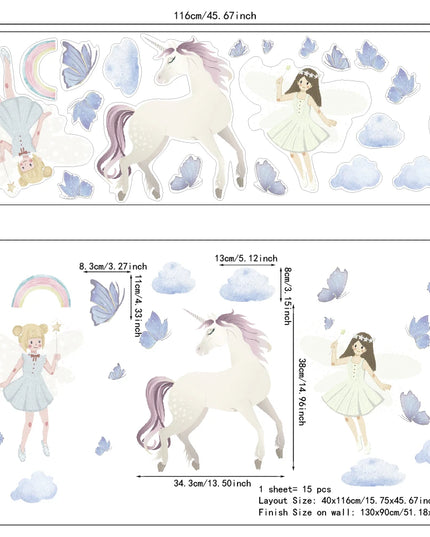 Dein süßes Einhorn Wandtattoo mit Schloss &