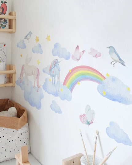 Dein süßes Einhorn Wandtattoo mit Schloss &