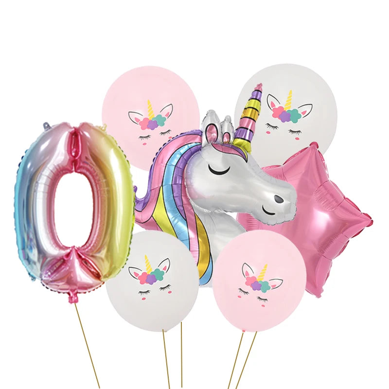 Dein Einhorn Kuscheltier Zahlen-Ballon-Set