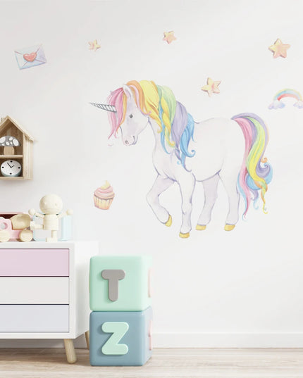 Dein süßes Einhorn Wandtattoo mit Schloss &
