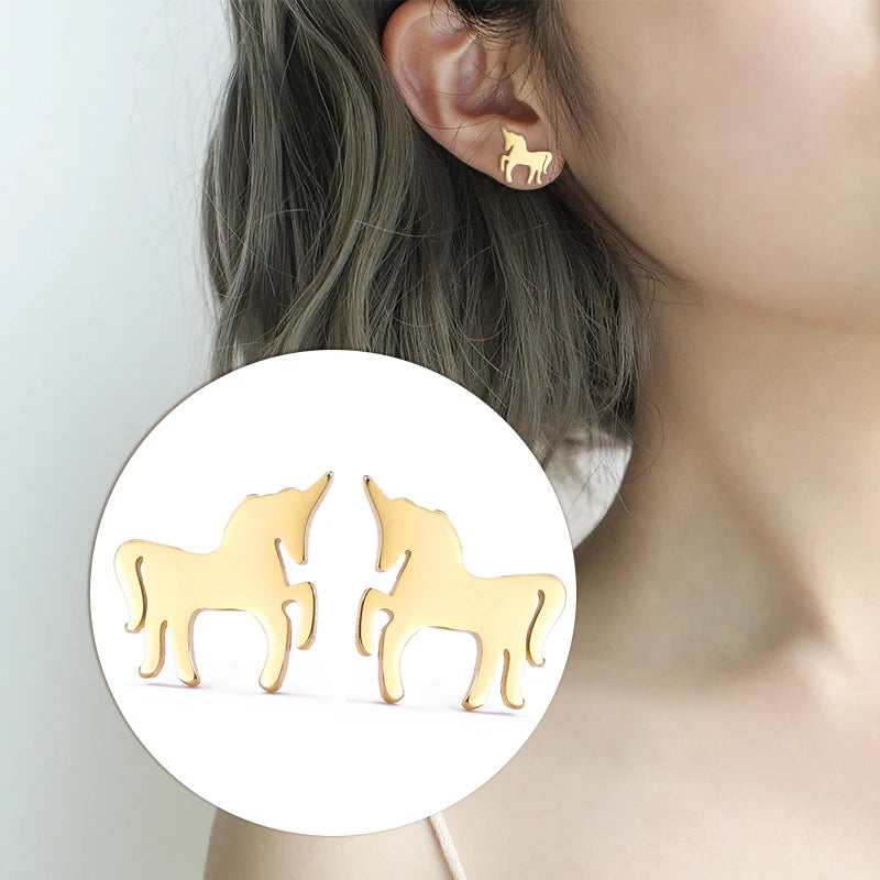 Goldene Einhorn Ohrringe, dein magischer