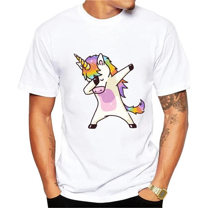 Lustiges Männer Einhorn T-Shirt mit Dabbing Einhorn-Aufdruck und Rundhalsausschnitt