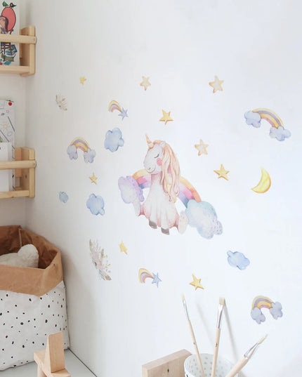 Dein süßes Einhorn Wandtattoo mit Schloss &