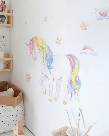 Dein süßes Einhorn Wandtattoo mit Schloss &