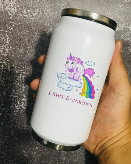 Edelstahl Einhorn Trinkflasche mit lustigem Einhorn-Motiv und Deckel, hält Getränke warm oder kalt