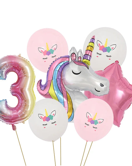 Dein Einhorn Kuscheltier Zahlen-Ballon-Set