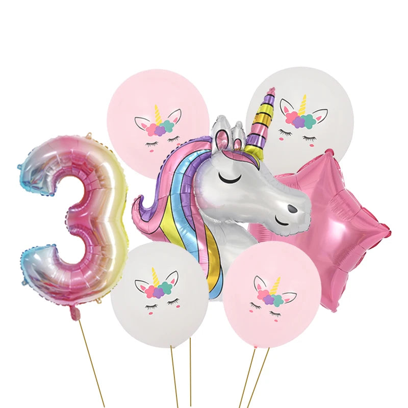 Dein Einhorn Kuscheltier Zahlen-Ballon-Set
