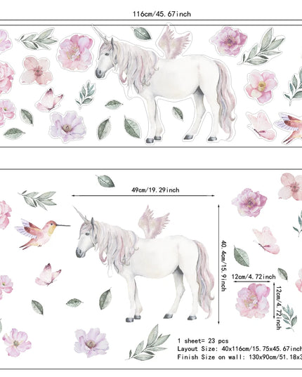 Dein süßes Einhorn Wandtattoo mit Schloss &