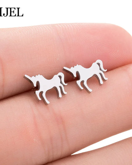 Zarte, minimalistische Einhorn Ohrringe aus Edelstahl in Rose Gold, Gold und Silber