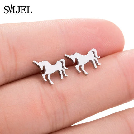 Zarte, minimalistische Einhorn Ohrringe aus Edelstahl in Rose Gold, Gold und Silber