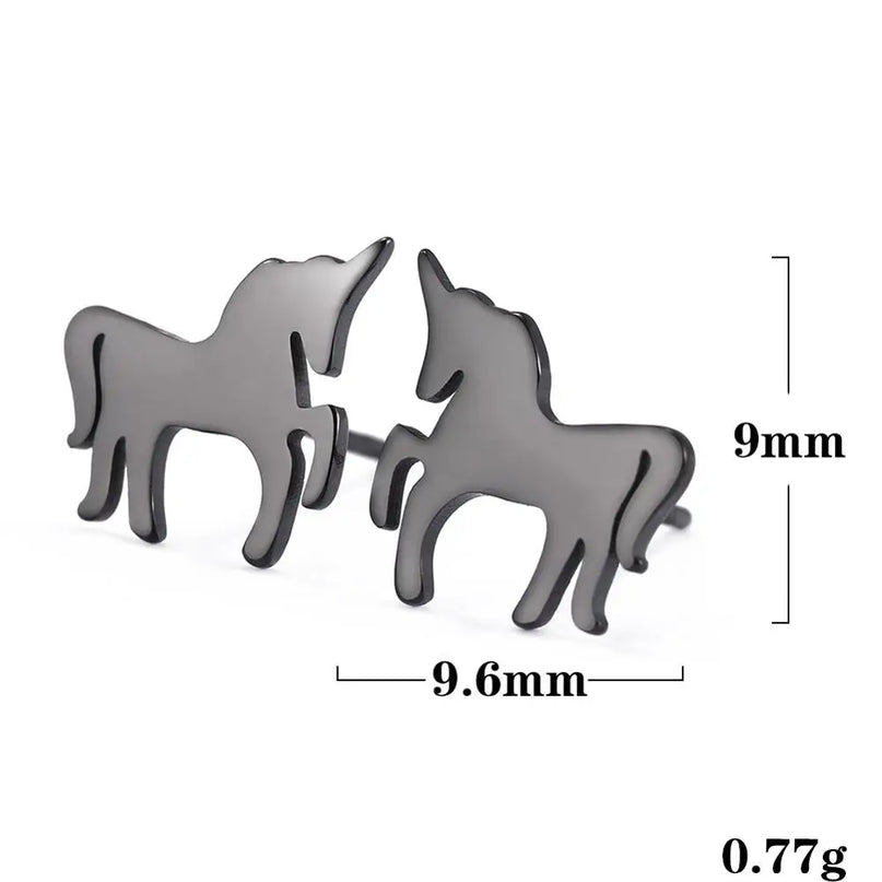 Glänzende Einhorn Ohrstecker in Silber