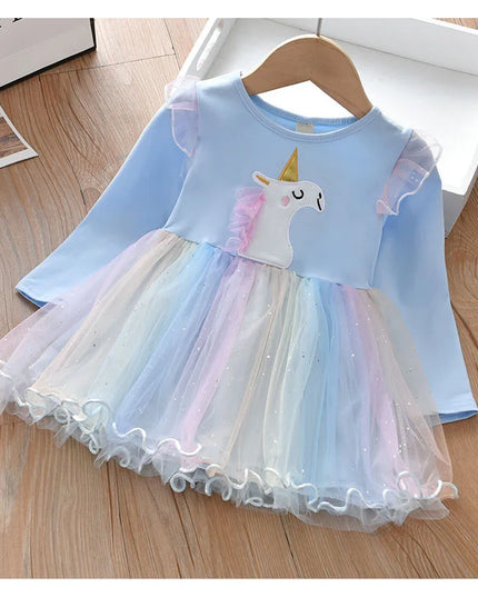 Dein bezauberndes Einhorn Kleid Lila Langarm!