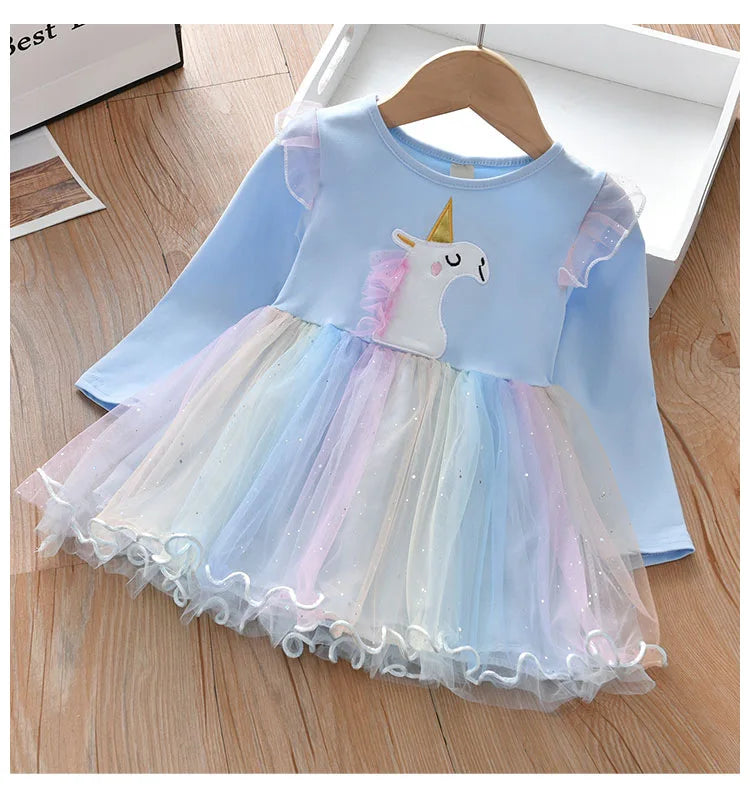 Dein bezauberndes Einhorn Kleid Lila Langarm!