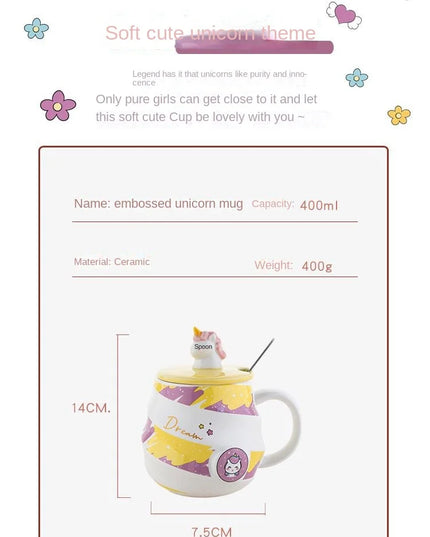 Deine süße Einhorn Tasse mit Deckel & Löffel!