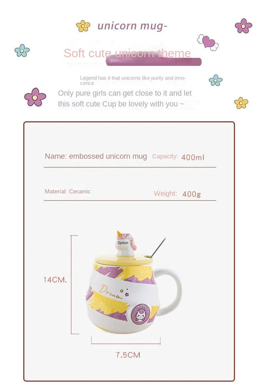 Deine süße Einhorn Tasse mit Deckel & Löffel!