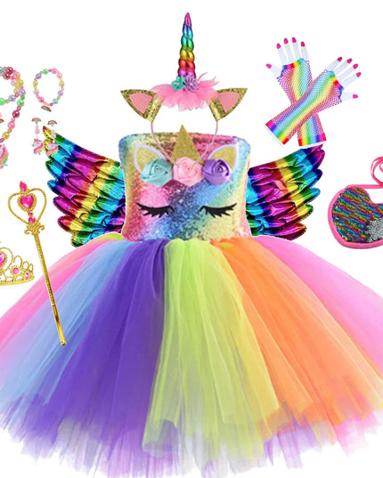 Dein Riesen Einhorn Tutu Kleid mit Blumen!