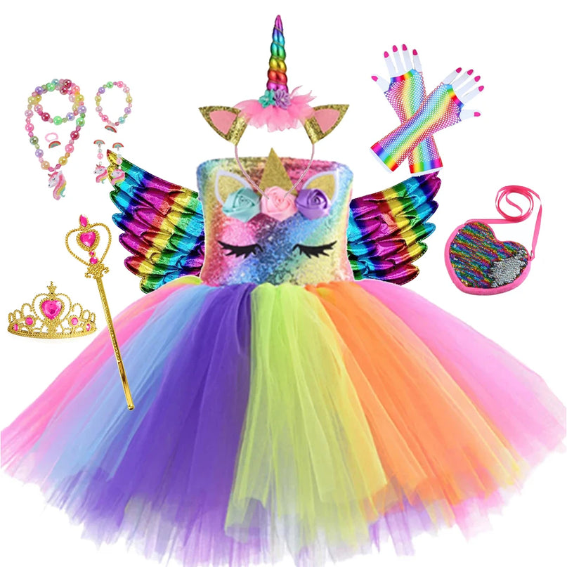 Dein Riesen Einhorn Tutu Kleid mit Blumen!