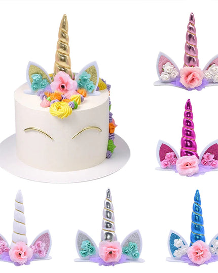 Glamouröser Einhorn Backform Topper aus Stoff, ideal für Geburtstagsfeiern und besondere Anlässe