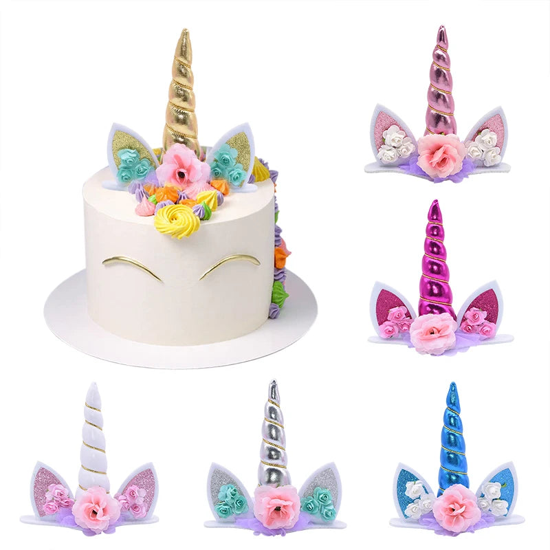 Glamouröser Einhorn Backform Topper aus Stoff, ideal für Geburtstagsfeiern und besondere Anlässe
