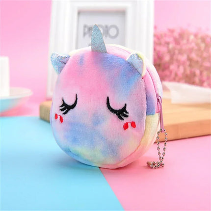 Charmante Einhorn Handyhülle aus Plüsch in Rosa mit einem lächelnden Einhorn-Gesicht und Reißverschluss.