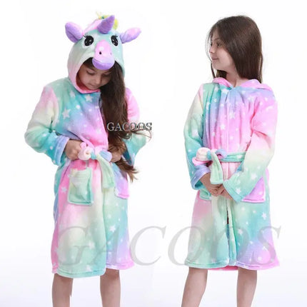 Einhorn Handtuch im Starry-Design mit Kapuze für Kinder, aus weichem Flanell für Wärme und Gemütlichkeit nach dem Bad