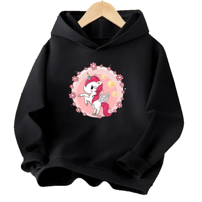 Dein cooler Cartoon Einhorn Hoodie Grau