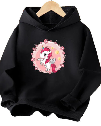 Kuscheliger Einhorn Hoodie in Schwarz für
