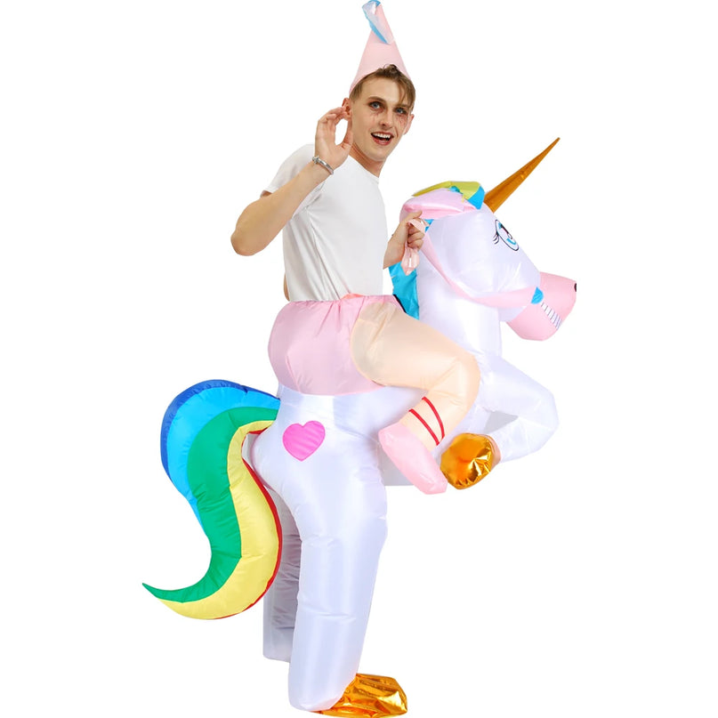 Flieg mit mir! Aufblasbares Einhorn Kostuem
