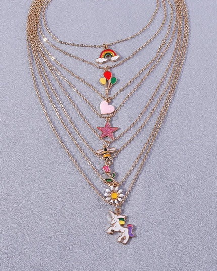 Deine bunte Einhorn Kette mit Enamel-Motiven!