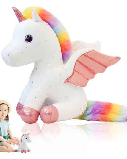 Buntes Einhorn Plüschtier in Pink und Weiß, süß und weich, perfekt als Geburtstagsgeschenk für Mädchen und Kleinkinder.