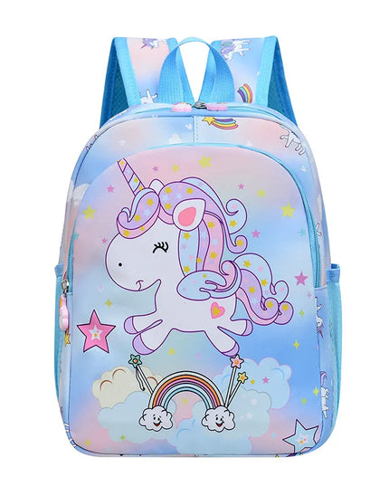 Großer bunter Einhorn Rucksack im Cartoon-Stil für Kindergartenkinder, aus strapazierfähigem Nylon
