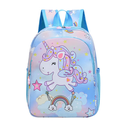 Großer bunter Einhorn Rucksack im Cartoon-Stil für Kindergartenkinder, aus strapazierfähigem Nylon