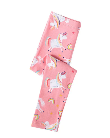 Mädchen Einhorn Leggings mit einem durchgehenden Muster aus Einhörnern und kleinen Herzen