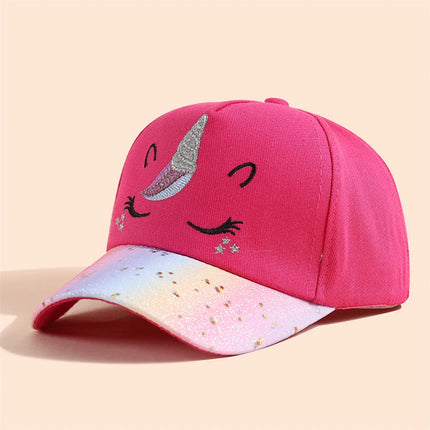 Rosarote Einhorn Baseball Cap für Mädchen mit niedlichem Cartoon-Einhorn, perfekt für Sport und Reisen.